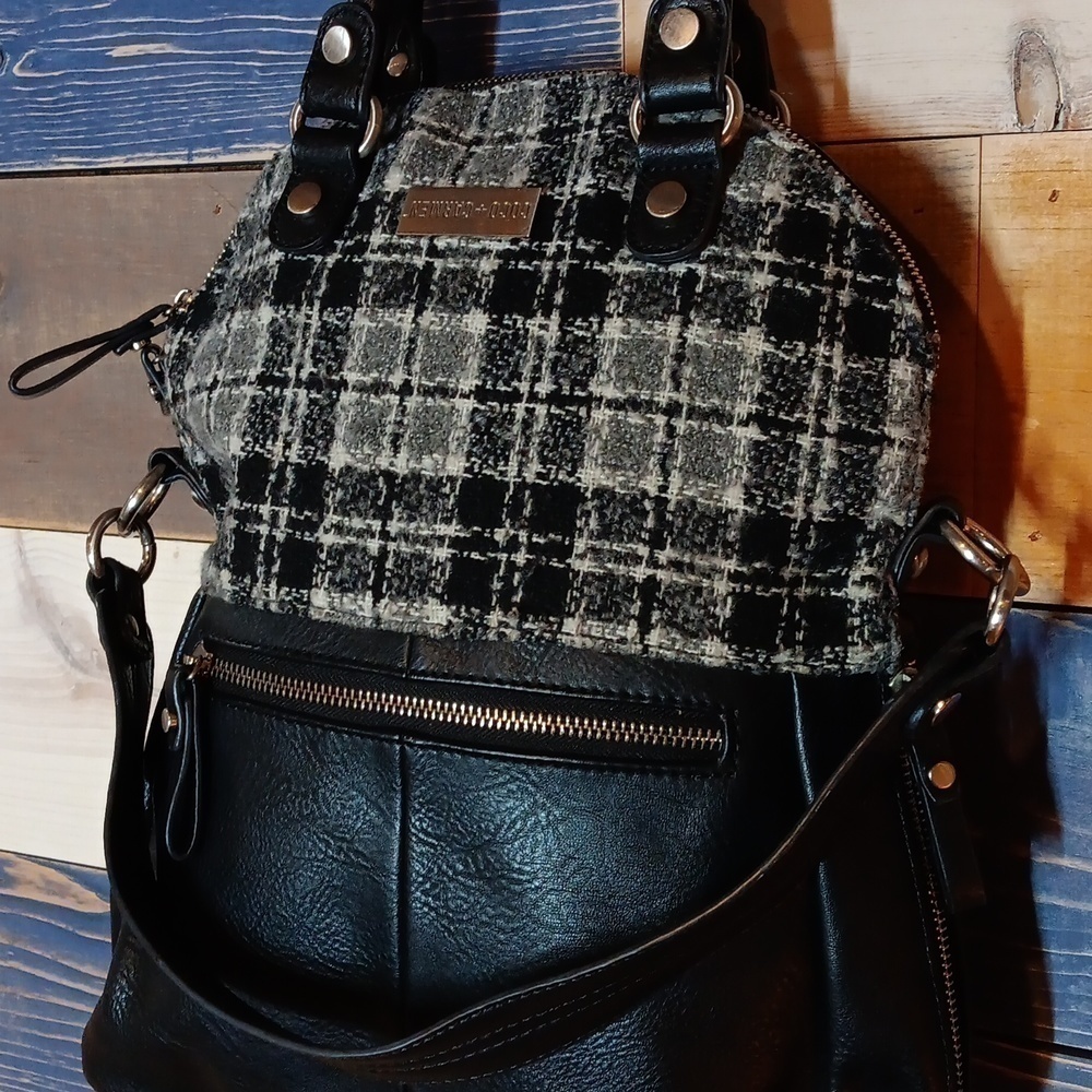Coco + Carmen Leather and Houndstooth Handbag black and white - Picture 3 of 10